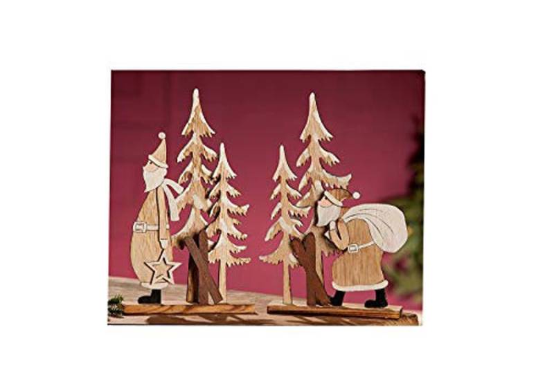 Steinnacher Bärbel Dekofigur Gilde Santa im Wald Relief 2er Set Holzbasis (2 St) von Steinnacher Bärbel