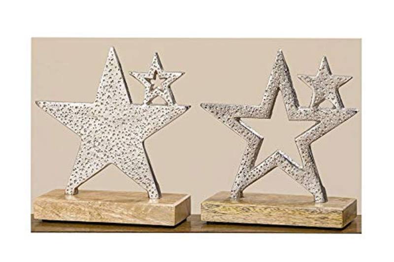 Steinnacher Bärbel Dekofigur Stern Kasey Holz und Metall 2er Set Höhe 18cm (2 St) von Steinnacher Bärbel
