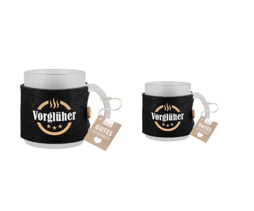 Gilde Teeglas Glühweinbecher satiniert 2er Set mit Filzbanderole 330ml Vorglüher von Steinnacher