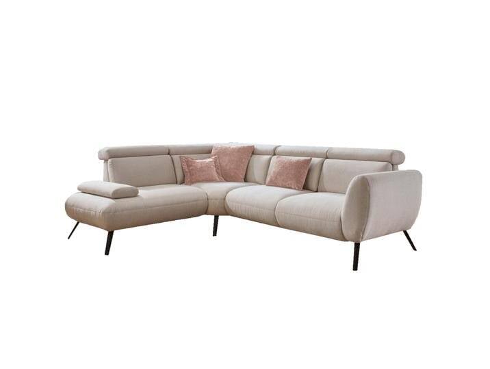 Poco Calais Ecksofa wahlweise mit Armteilverstellung Kopfteilverstellung und motorischer Relaxfunktion in Stoff und Leder beige und weitere Farben von Steinpol