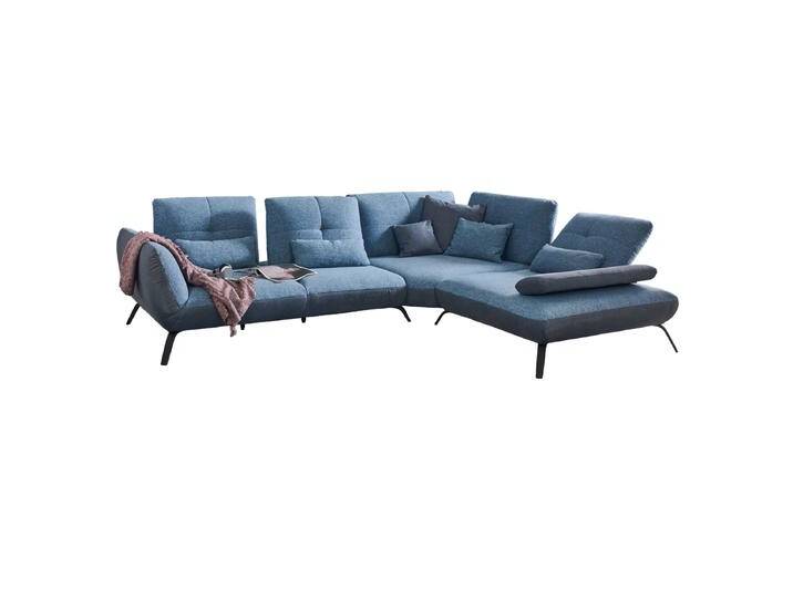 Poco Dover Ecksofa mit Sitztiefenverstellung und Rückenneigung inkl. Nierenkissen in zweifarbigem Stoffbezug in Blau und weiteren Farben wählbar von Steinpol
