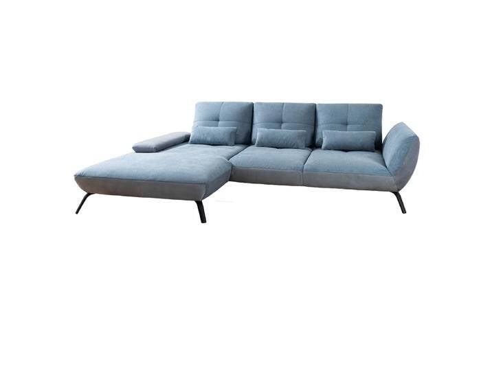 Poco Dover Ecksofa zweifarbig mit Longchair links inkl. Sitztiefenverstellung und Rückenneigung in Stoffbezug in Blau und weiteren Farben wählbar von Steinpol