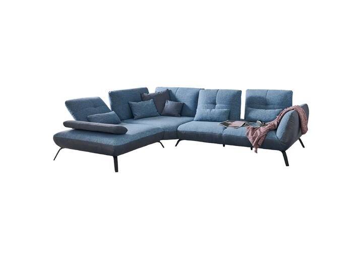 Poco Dover Ecksofa zweifarbig mit Sitztiefenverstellung und Rückenneigung inkl. Nierenkissen in blauen Stoffbezug und weiteren Farben wählbar von Steinpol