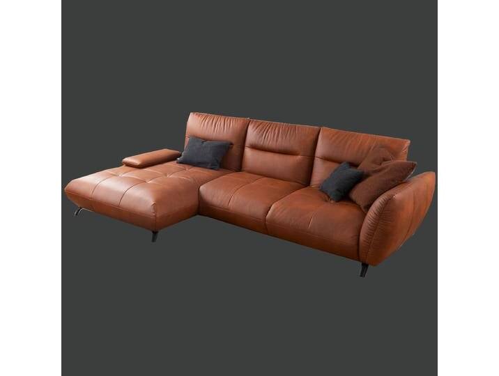 Poco Havanna Ecksofa mit Longchair links Sofa optional mit Steppung in braun auch in anderen Farben möglich auf Metallfüßen von Steinpol