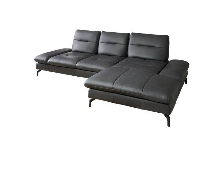 Poco Pasadena Ecksofa mit Sitztiefenverstellung auf edlen Metallfüßen in Echtleder anthrazit und in weiteren Bezügen in Stoff oder Echtleder wählbar von POCO-Polstermöbel
