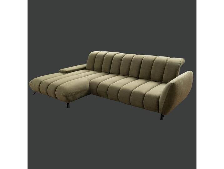 Poco Varadero Ecksofa mit Longchair links mit Pfeifensteppung in grün auch in anderen Farben möglich auf Metallfüßen von Steinpol