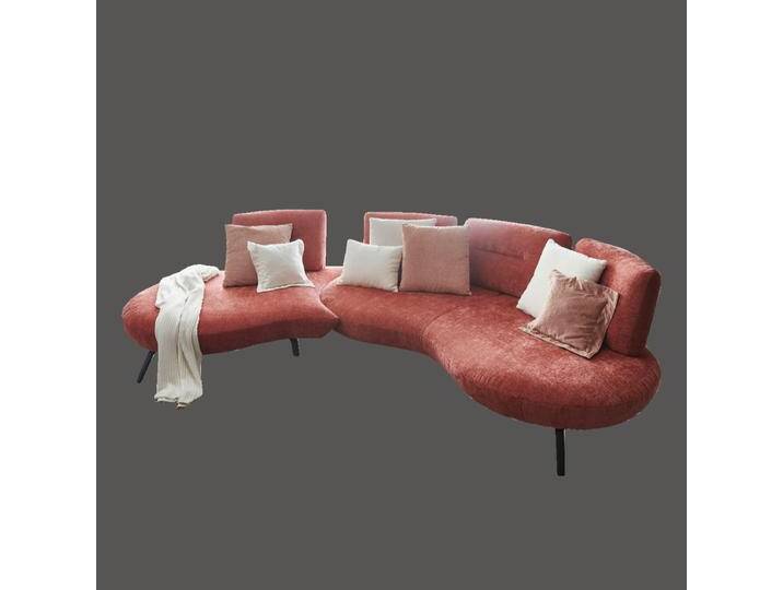 Steinpol Poco Curve Sofa groß Sitzoptik bei Stoffbezug glatt bei Echtleder gesteppt verschiedene Sitzhöhen einfarbig in rot und weiteren Farben von Steinpol