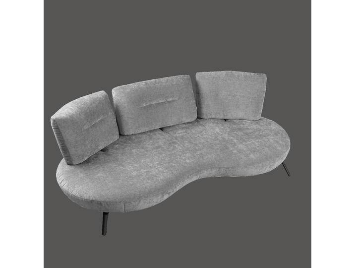 Steinpol Poco Curve Sofa rund Sitzoptik bei Stoffbezug glatt bei Echtleder gesteppt verschiedene Sitzhöhen einfarbig in grau und weiteren Farben von Steinpol