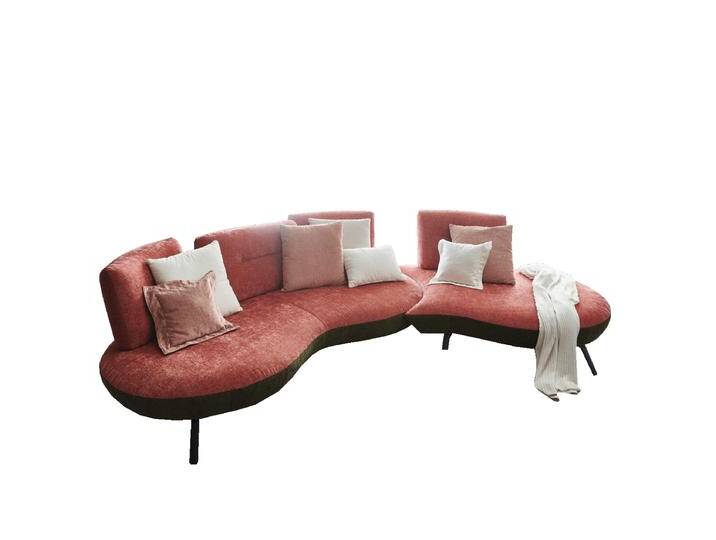 Steinpol Poco Curve Sofa zweifarbig in Stoff wahlweise Sitztiefenverstellung Metallfuß verschiedene Sitzhöhen in rot und weitere Farben von Steinpol