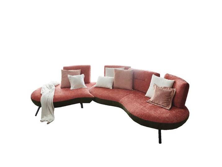 Steinpol Poco Curve Sofa zweifarbig in Stoff wahlweise Sitztiefenverstellung Metallfuß verschiedene Sitzhöhen in rot und weitere Farben von Steinpol