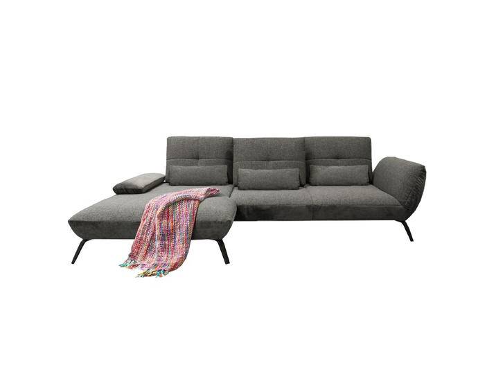 Steinpol Poco Ecksofa Dover in zahlreichen Stoffbezügen inklusive Sitztiefenverstellung auf schwarzen Metallfüßen von Steinpol