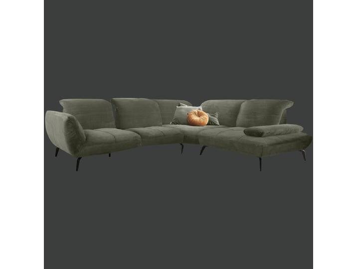 Steinpol Poco New Jersey Cord Ecksofa mit Sitztiefen-, Armteil - und Kopfteilverstellung in grün auch in anderen Farben erhältlich von Steinpol