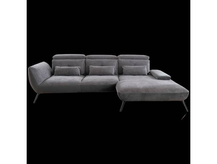 Steinpol Poco Seattle Ecksofa mit Longchair rechts zweifarbig in grau wählbar auch in anderen farbenfrohen Stoffbezügen inklusive Schwenkrücken von Steinpol