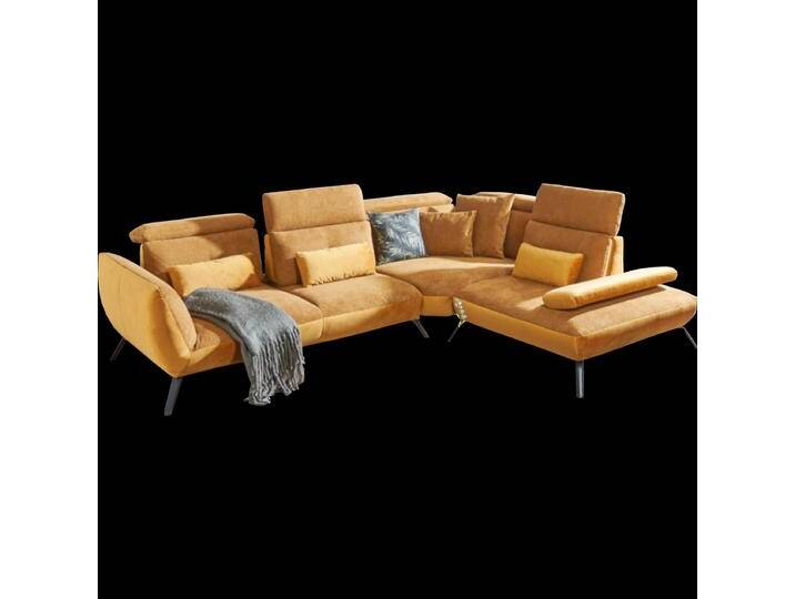 Steinpol Poco Seattle Ecksofa zweifarbig in gelb wählbar auch in anderen farbenfrohen Stoffbezügen inklusive Schwenkrücken von Steinpol