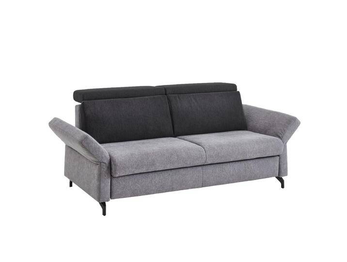 Steinpol Poco Westside Premium Schlafsofa zweifarbig in Stoff mit abgesetzten Rückenkissen und Kopfteil wahlweise mit klappbaren Armteilen von Steinpol