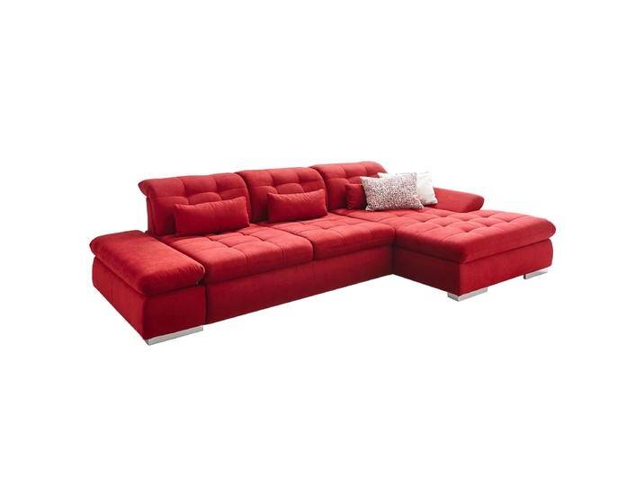 Steinpol Poco exklusive Wohnlandschaft Santa Lucia in Flachgewebe Miranda rot inklusive Schwenkrücken und Nierenkissen von Steinpol