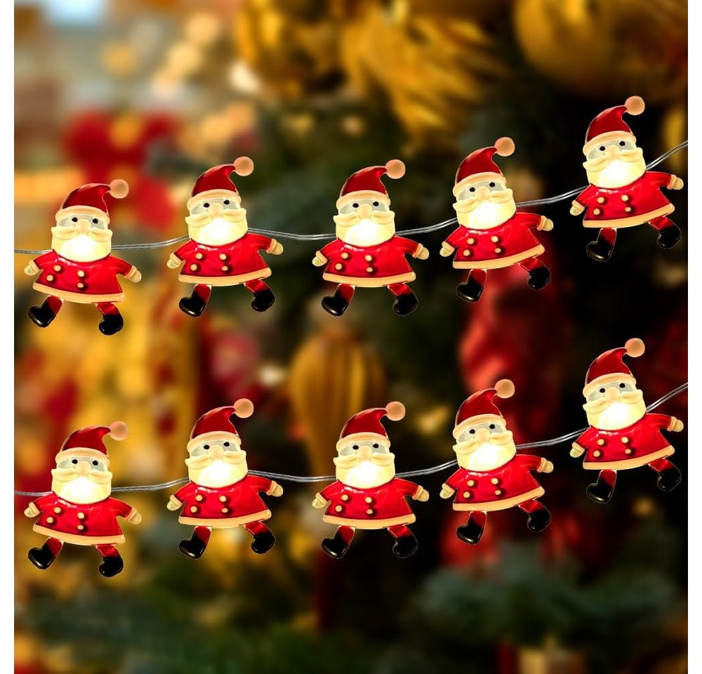 Stelby LED-Lichterkette Weihnachtsmann Lichterkette 2m mit 20 Warmweiß LEDs, Fensterbeleuchtung, Batteriebetrieben, Weihnachtsdeko von Stelby