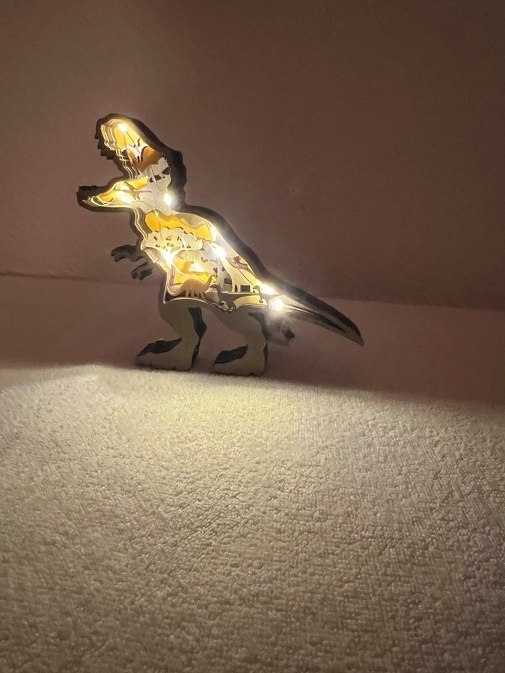 Stelby Tierfigur Dekoration Holzmodell Dinosaurier mit Led Lichtern von Stelby