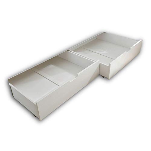 2x Bettkästen passend zum Bett JULETTA & KARLSON - ideal für mehr Stauraum - Bettschubkästen aus massiver Kiefer, Weiß - 91 x 26 x 99 cm (B/H/T) von Stella Trading