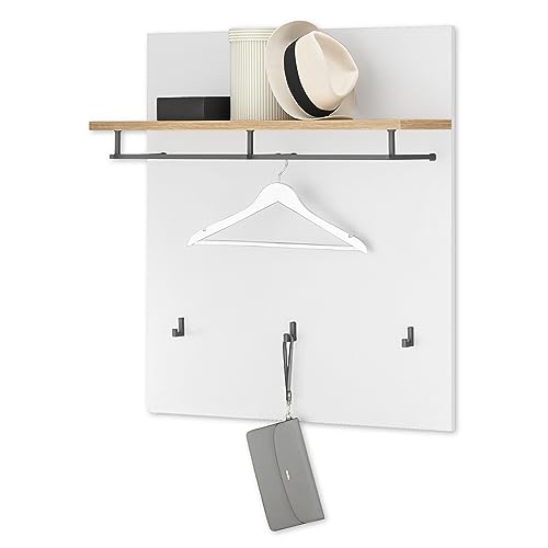 31-023-T2 Garderobenpaneel MILAN Wandgarderobe Artisan Eiche Nb. / Weiß ca. 85/95/27 cm von Stella Trading