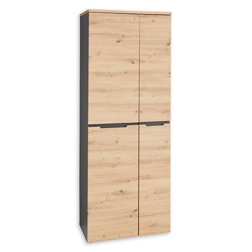 5035GH01 Büroschrank Memphis Kommode Hochschrank Aktenschrank Graphit/Artisan Eiche Nb. ca. 75 x 197 x 38 cm von Stella Trading