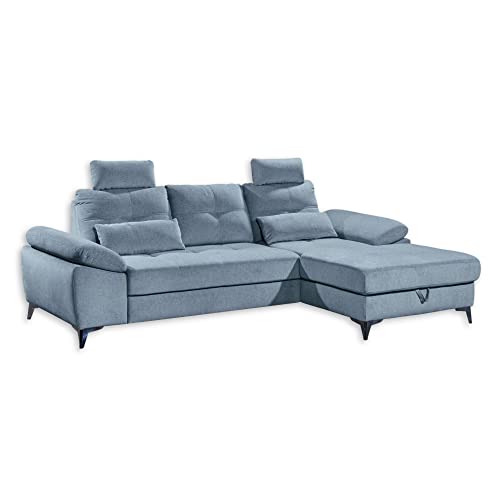 Stella Trading AUCKLAND Ecksofa mit Schlaffunktion, Stoffbezug Denim - Moderne Eckcouch in L-Form mit Bettkasten & verstellbaren Armteilen - 270 x 90 (108) х 170 (B/H/T) von Stella Trading