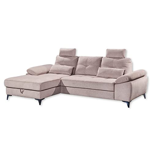 Stella Trading AUCKLAND Ecksofa mit Schlaffunktion, Stoffbezug Flamingo - Moderne Eckcouch in L-Form mit Bettkasten & verstellbaren Armteilen - 270 x 90 (108) х 170 (B/H/T) von Stella Trading