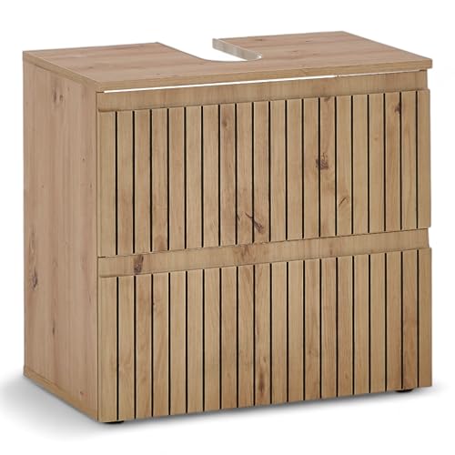 AUSTIN Badezimmer Waschbeckenunterschrank in Artisan Eiche Optik, Wildeiche Optik FSC-zertifiziert - Bad Unterschrank Badezimmerschrank mit viel Stauraum - 60 x 57 x 36 cm (B/H/T) von Stella Trading
