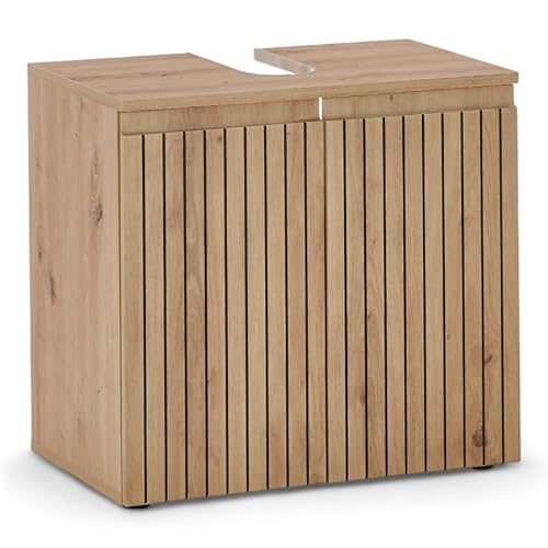 Austin Badezimmer Waschbeckenunterschrank in Artisan Eiche Optik, Wildeiche Optik FSC-Zertifiziert - Bad Unterschrank Badezimmerschrank mit viel Stauraum - 60 x 57 x 36 cm (B/H/T) von Stella Trading
