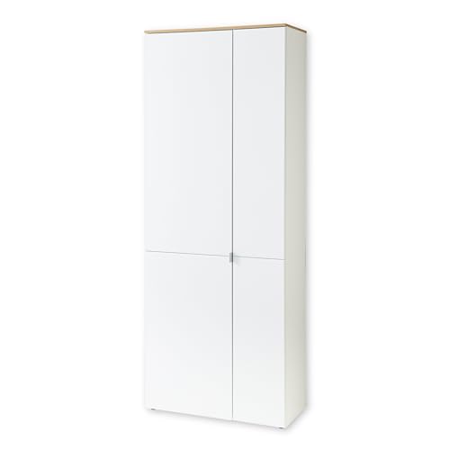 BARI Schuhschrank in Weiß, Artisan Eiche Optik FSC-zertifiziert - Moderner Garderobenschrank mit viel Stauraum für Ihre Schuhe - 78 x 202 x 38 cm (B/H/T) von Stella Trading