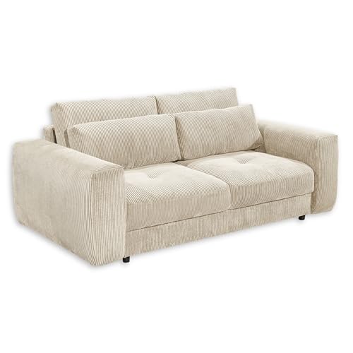 BARURA Big Sofa in Cord-Optik, Cream - Bequeme Wohnzimmer Couch - 214 x 90 (74) х 112 cm (B/H/T) von Stella Trading