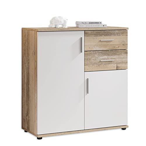 Bobby Kommode in Old Style Optik, Weiß - Modernes Sideboard mit viel Stauraum für Ihren Wohnbereich - 80 x 82 x 35 cm (B/H/T) von Stella Trading