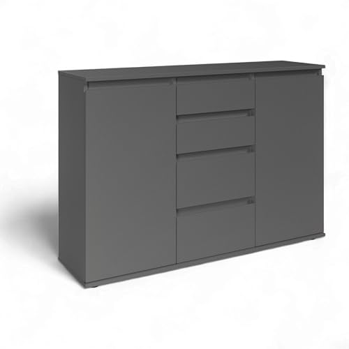 Brest Kommode in Anthrazit - Modernes Sideboard mit viel Stauraum - 119 x 84 x 35 cm (B/H/T) von Stella Trading