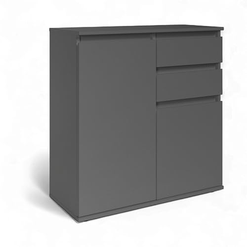 Brest Kommode in Anthrazit - Modernes Sideboard mit viel Stauraum - 80 x 84 x 35 cm (B/H/T) von Stella Trading