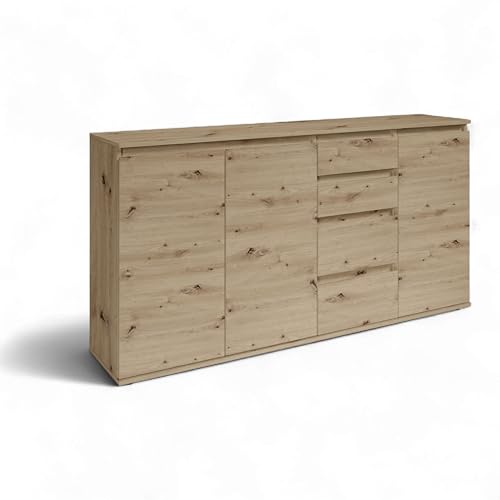 Brest Kommode in Artisan Eiche Optik - Modernes Sideboard mit viel Stauraum - 160 x 84 x 35 cm (B/H/T) von Stella Trading