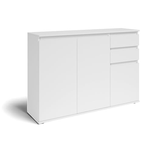 Brest Kommode in Weiß - Modernes Sideboard mit viel Stauraum - 119 x 84 x 35 cm (B/H/T) von Stella Trading