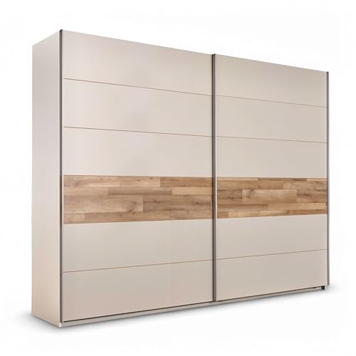 CADORE Kleiderschrank in Champagner, Montana Oak Optik - Vielseitiger Schwebetürenschrank 2-türig mit viel Stauraum - 270 x 210 x 60 cm (B/H/T) von Stella Trading