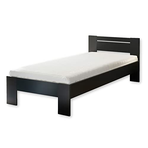 CANNES Futonbett 90 x 200 cm - Minimalistisches Jugendzimmer Bett in Schwarz - 95 x 71 x 204 cm (B/H/T) von Stella Trading