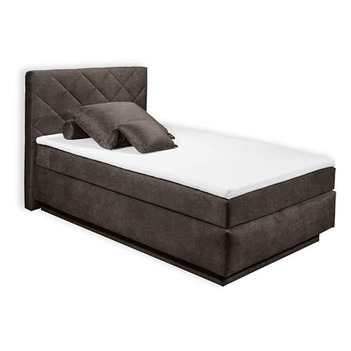 COVINA 6C Boxspringbett 140x200 mit Bettkasten, Espresso - Bequemes Bett mit dekorativer Steppung & Kaltschaum Topper - 142 x 115 x 213 cm (B/H/T) von Stella Trading