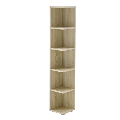 CORNER Light Eckregal in Eiche Sonoma Optik - Platzsparendes Standregal mit 5 offenen Fächern für Wohnzimmer, Jugendzimmer oder Flur - 24 x 142 x 26 cm (B/H/T) von Stella Trading