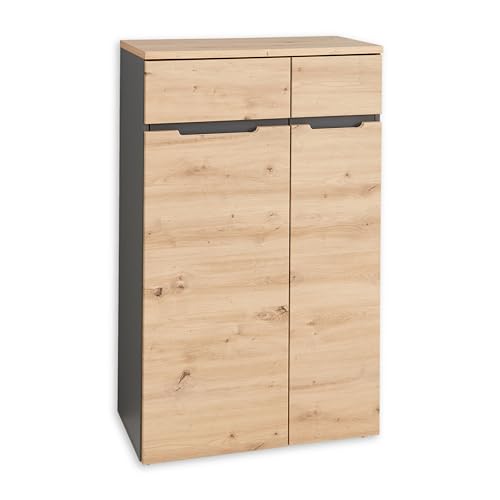 DEINE TANTE EMMA 5035GH10 Büroschrank Memphis Kommode Aktenschrank Graphit/Artisan Eiche Nb. ca. 75 x 122 x 38 cm von Stella Trading