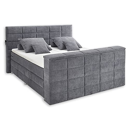 Stella Trading DENVER 6 Boxspringbett 180x200 mit Bettkasten, Anthrazit - Bequemes Doppelbett mit 7-Zonen Federkern Matratze und Topper - 202 x 123 x 240 cm (B/H/T) von Stella Trading