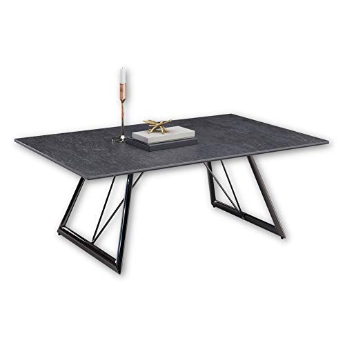 EVINA Couchtisch mit Keramikoberfläche und Metallgestell, Schwarz - hochwertiger Sofatisch für Ihren Wohnbereich - 110 x 40 x 70 cm (B/H/T) von Stella Trading