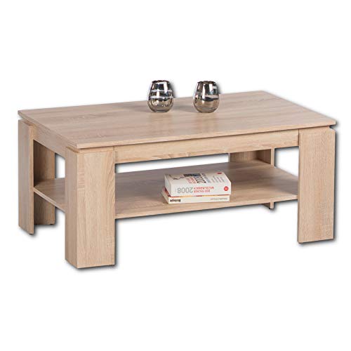 Stella Trading Couchtisch mit Schublade, Eiche Sonoma Optik - geräumiger Sofatisch mit Ablage für Ihren Wohnbereich - 100 x 44 x 60 cm (B/H/T) von Stella Trading