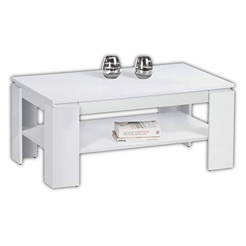 HARRISON Couchtisch mit Schublade, Weiß - geräumiger Sofatisch mit Ablage für Ihren Wohnbereich - 100 x 44 x 60 cm (B/H/T) von Stella Trading
