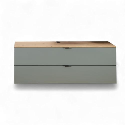 INA TV-Lowboard in Schilfgrün, Artisan Eiche Optik FSC-Zertifiziert - Moderner TV Schrank mit viel Stauraum für Ihr Wohnzimmer - 140 x 51 x 44 cm (B/H/T) von Stella Trading