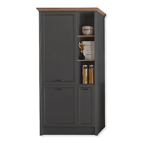 JASMIN Moderner Einbauschrank für Kühlschrank in Graphit, Artisan Eiche Optik - Geräumiger Hochschrank Küchenschrank mit viel Stauraum - 104 x 216,5 x 61 cm (B/H/T) von Stella Trading