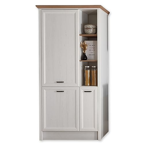 JASMIN Moderner Einbauschrank für Kühlschrank in Pinie hell, Artisan Eiche Optik - Geräumiger Hochschrank Küchenschrank mit viel Stauraum - 104 x 216,5 x 61 cm (B/H/T) von Stella Trading
