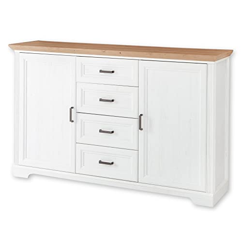 JASMIN Sideboard in Pinie hell, Artisan Eiche Optik - Kommode im Landhausstil mit Schubladen und viel Stauraum - 165 x 102 x 41 cm (B/H/T) von Stella Trading