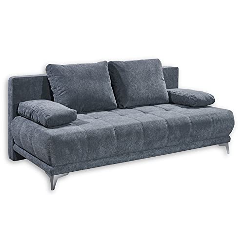 Stella Trading JENNY Bequemes Schlafsofa mit Bettkasten, Stoffbezug Anthrazit - Klappbares Sofa mit Schlaffunktion & dekorativer Steppung - 203 x 86 x 101 cm (B/H/T) von Stella Trading